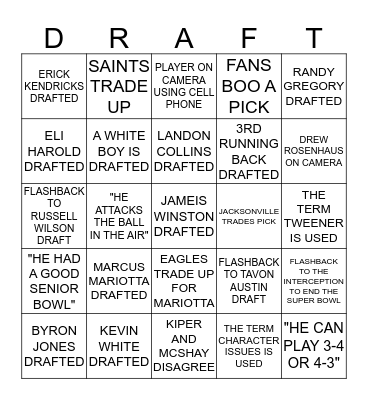 2015 NFL DRAFT BINGO Card