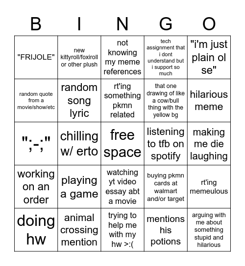 se bingo!! Bingo Card