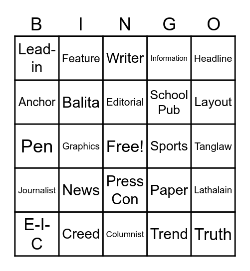 CAMPUS JOURN GENERAL ASSEMBLY Bingo Card