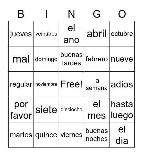 Loteria Bingo Card