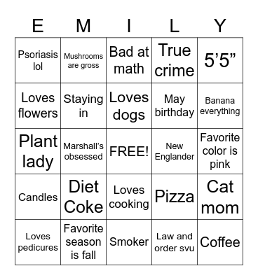 What do we have in common? Bingo Card