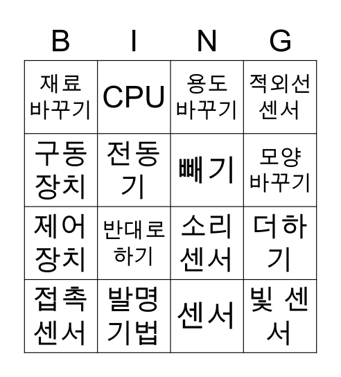 실과 6단원 Bingo Card