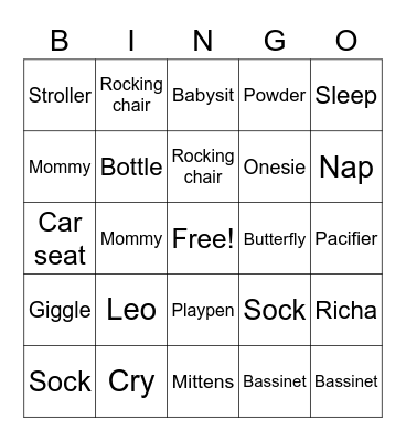 Baby Bingo Card