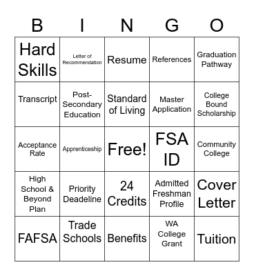 2022 Senior Day Bingo Game #1 Bingo Card