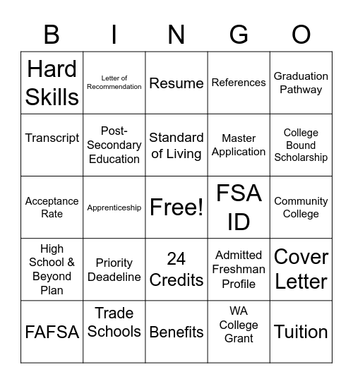 2022 Senior Day Bingo Game #1 Bingo Card