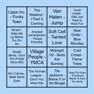 The Prince - Music Bingo #1 Bingo Card