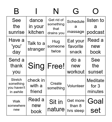 Well-being Bingo Baby! Bingo Card