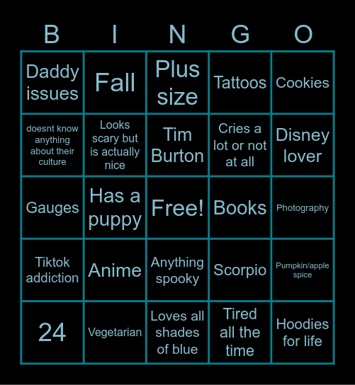 How Similar Are You To Jackie Bingo Card