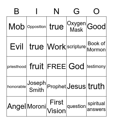 Joseph Smith Bingo Card