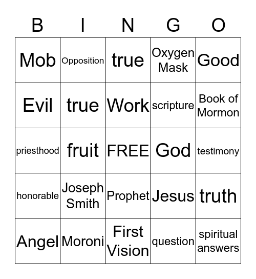 Joseph Smith Bingo Card