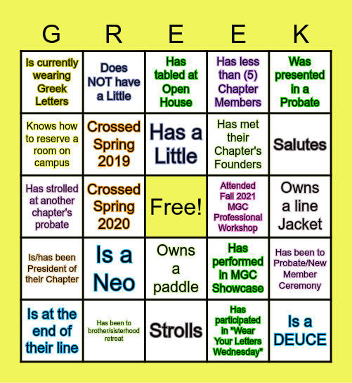 PEOPLE BINGO: MGC Greek Edition Bingo Card