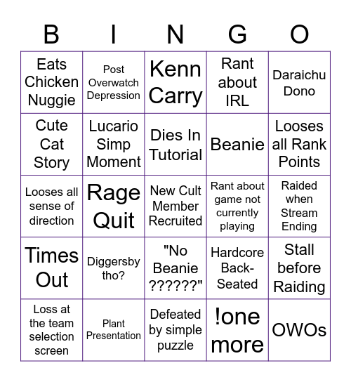 PockyDeluxe Stream Bino Bingo Card