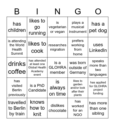 GLOHRA Day 2021 Bingo Card