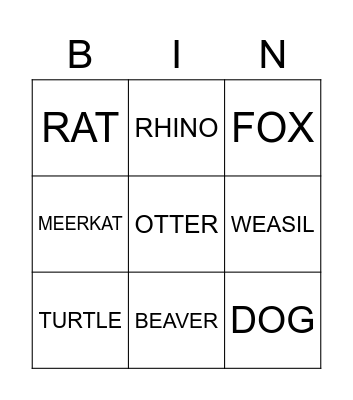 TEST BINGO Card