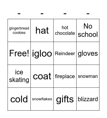 Winter Bingo Card