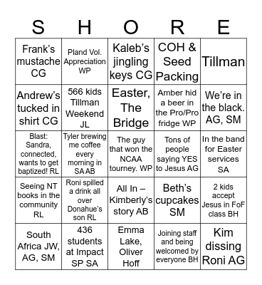 Willow North Shore Bingo Card
