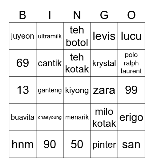 San's Bingo Card