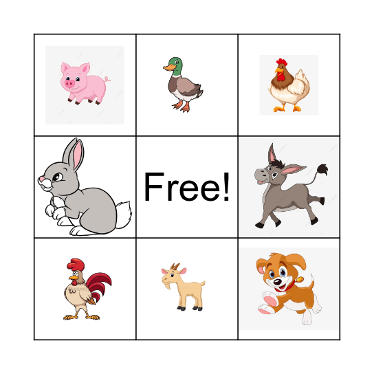 FARM ANIMALS Bingo Card