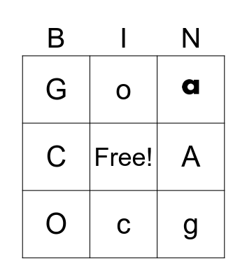 Letters Bingo Card