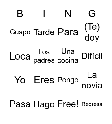 Pobre Ana C6 Vocabulario Bingo Card