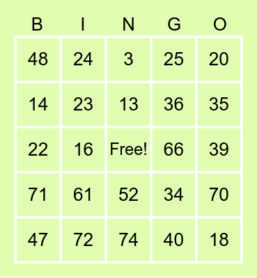 BINGO FUN Bingo Card
