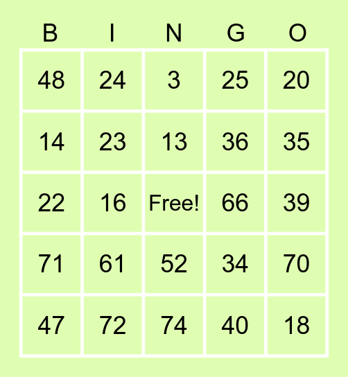 BINGO FUN Bingo Card