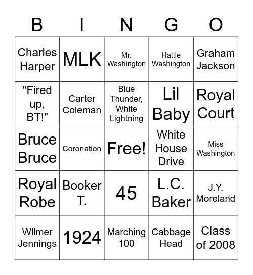 BTW HOMECOMING BINGO!!! Bingo Card