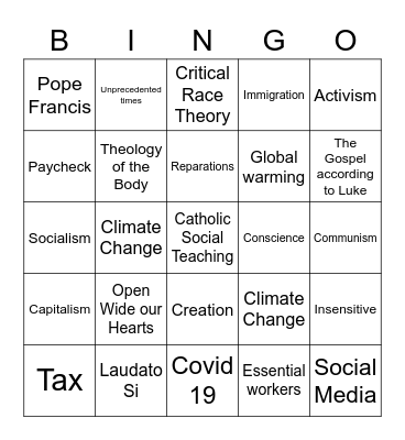 CE ’21 Bingo Card
