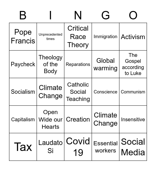 CE ’21 Bingo Card