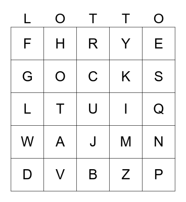 Das Alphabet Bingo Card