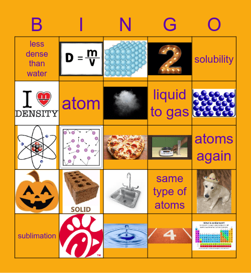 Matter Study Guide Bingo Card