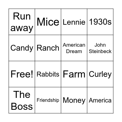 Of Mice and Men Review Bingo Card