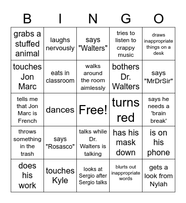 Zack bingo! Bingo Card