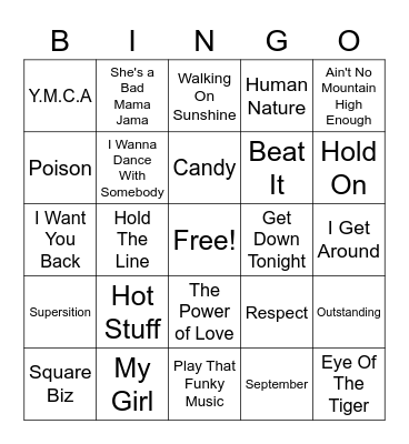 Music Bingo Card