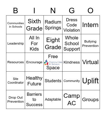 Communities in Schools-RSMMSA Bingo Card