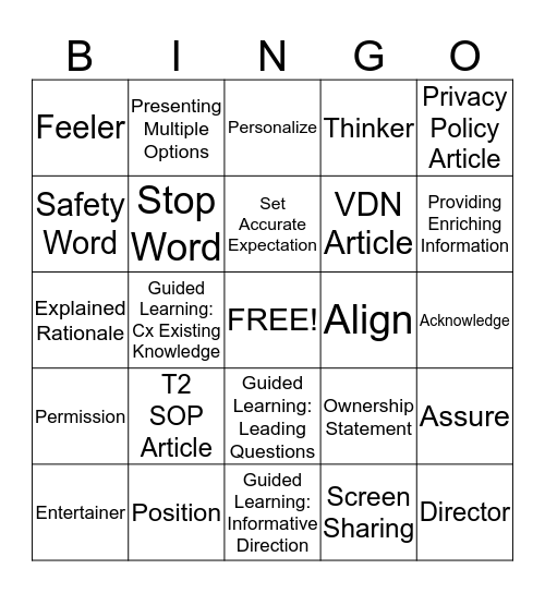 Tier 2 Bingo Card