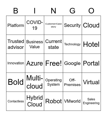 Sales Engineering Bingo Card