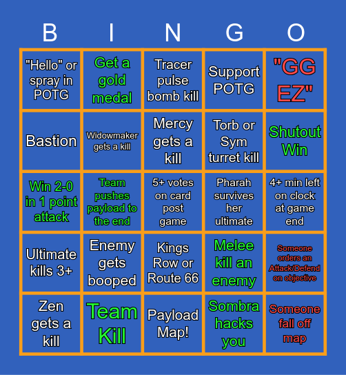 Overwatch V2 Bingo Card