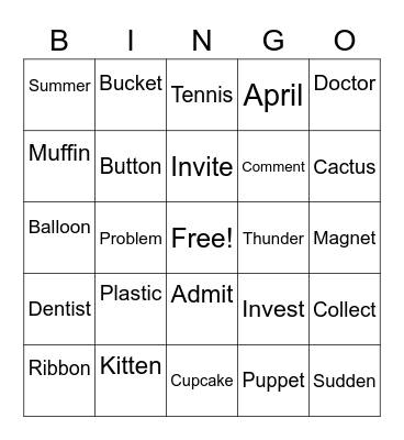 VC/CV Bingo Card