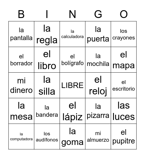 los objetos en la clase Bingo Card