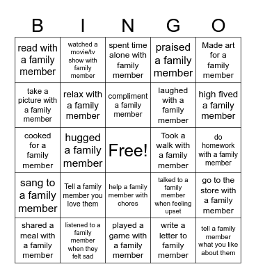 Family Bingo! Bingo Card