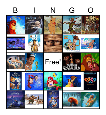 Disney Music Bingo Card