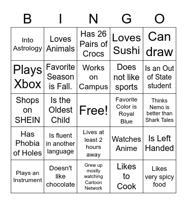 PAC Bingo Card