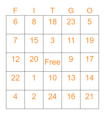 Fall Back Into Fitness FITGO Bingo Card
