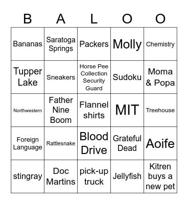"The Professor" Turns 50! Bingo Card
