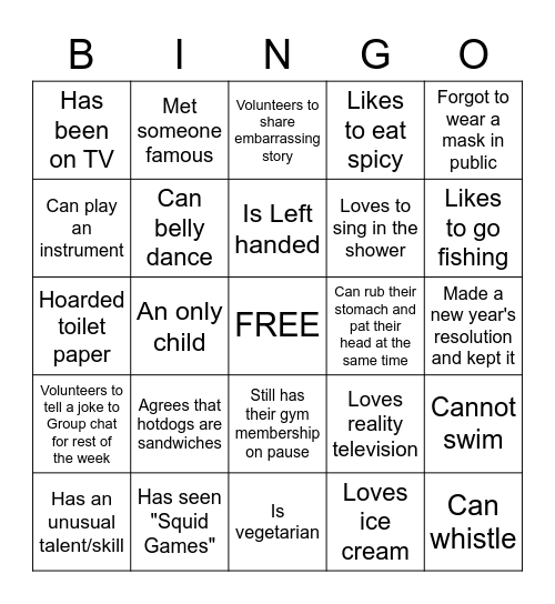 OB3 Icebreaker Bingo Card