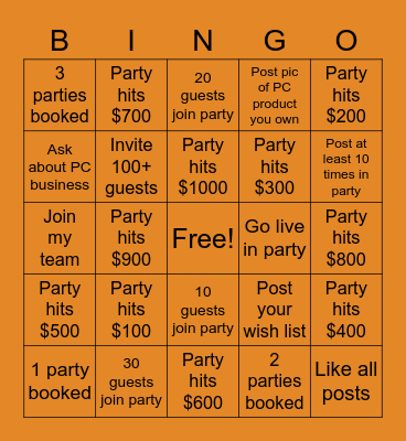Host Bingo Challenge Bingo Card