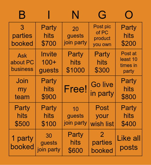 Host Bingo Challenge Bingo Card