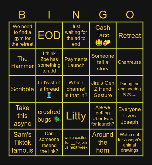 Contra All-Hands Bingo Card