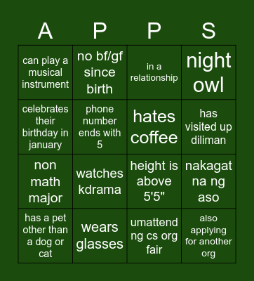 Game Night #2 Bingo Card